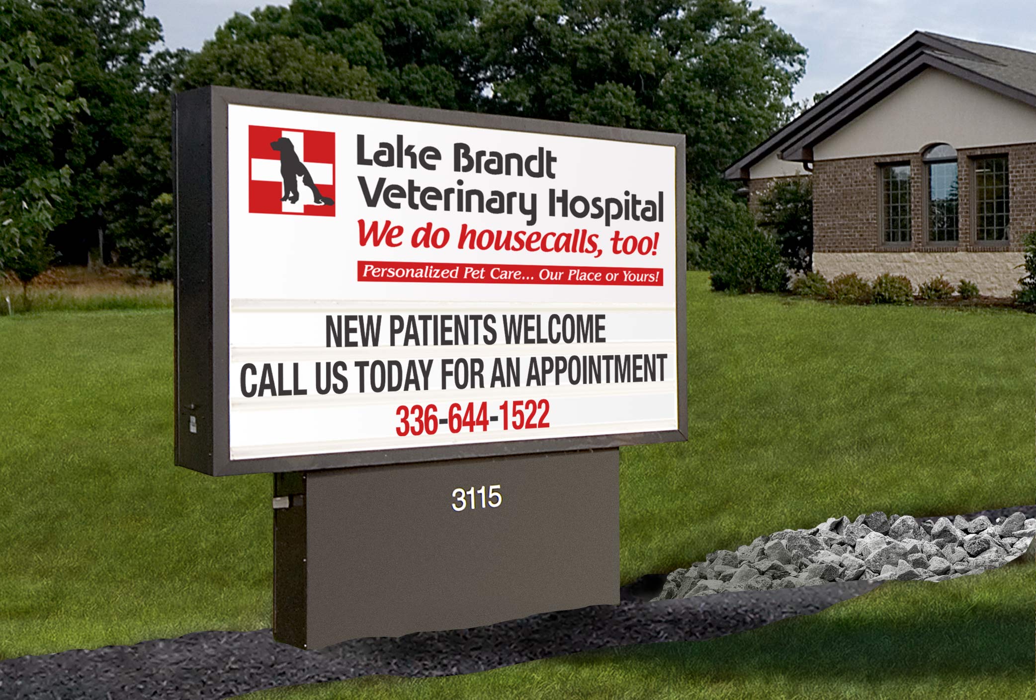Slide 2 of 3 - Lake Brandt Veterinary Hospital Sign