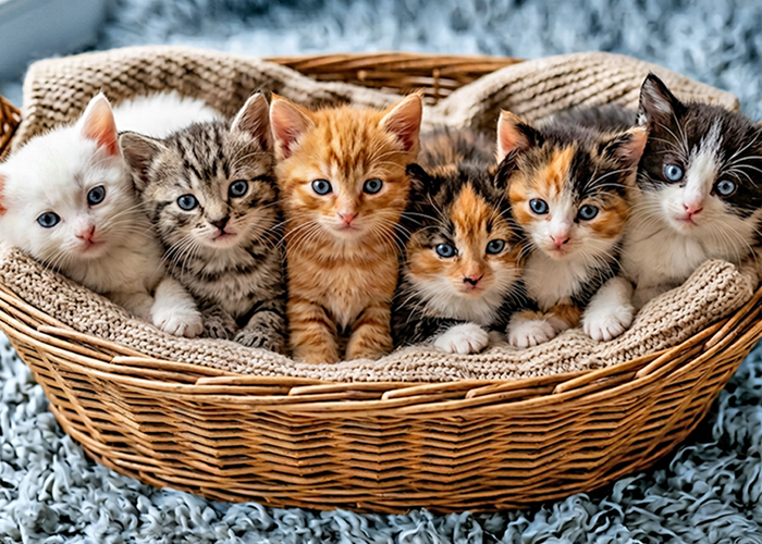 Basket of Cute Kittens